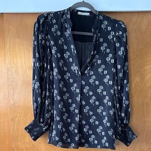 Alice + Olivia Black and Cream Floral Blouse